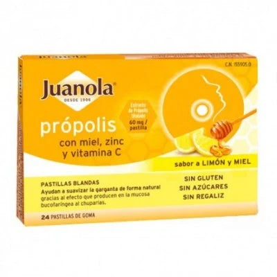 JUANOLA PASTILLAS BLANDAS PROPOLIS  48 G SABOR  VIT C  ZINC LIMON Y MIEL