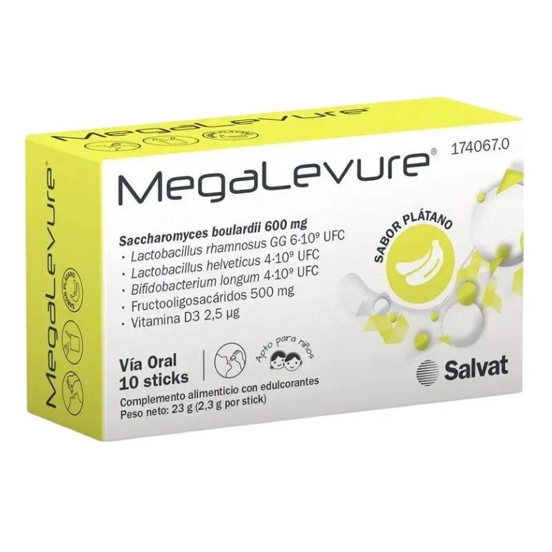 MEGALEVURE10 STICKS SABOR PLATANO