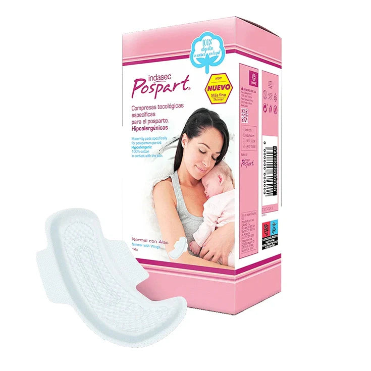COMPRESAS HIGIENICAS FEMENINAS POSPARTO FEBUS ALGODON HIPOALERGENICAS NORMAL CON ALAS  10 U