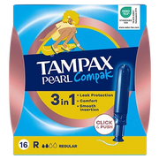 TAMPAX COMPAK PEARL TAMPON REGULAR 100% ALGODON 16 UNIDADES