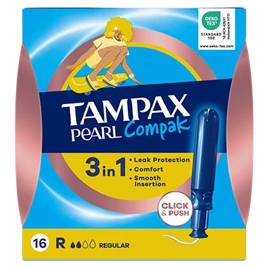 TAMPAX COMPAK PEARL TAMPON REGULAR 100% ALGODON 16 UNIDADES