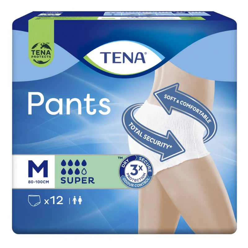TENA PANTS SUPER TALLA M D80-110CM 12UNIDADES