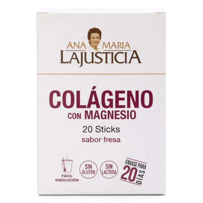 COLAGENO CON MAGNESIO ANA MARIA LAJUSTICIA 20 STICKS 5 g SABOR FRESA
