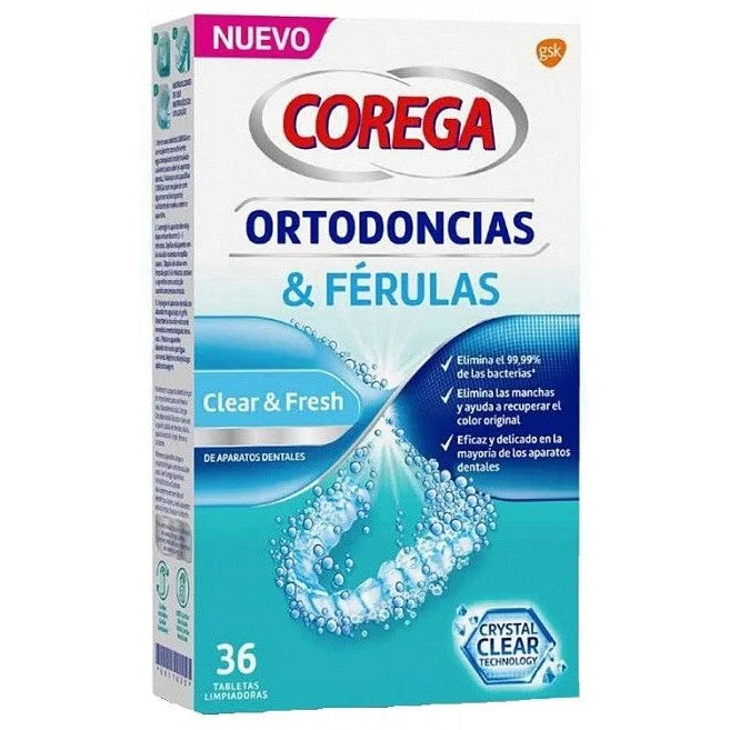 COREGA 36 TABLETAS LIMPIADORAS ORTODONCIAS Y FERULAS