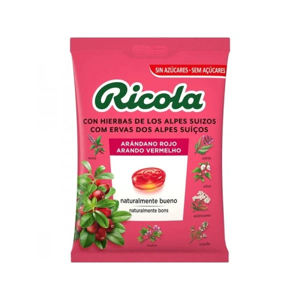 RICOLA CARAMELOS SIN AZUCAR SABOR ARANDANO ROJO 1 BOLSA 70 g