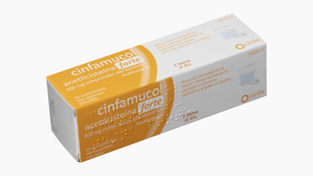 CINFAMUCOL ACETILCISTEINA FORTE 600MG 20 COMPRIMIDOS EFERVESCENTES
