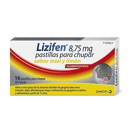 LIZIFEN8,75 mg 16 PASTILLAS PARA CHUPAR (SABOR MIEL Y LIMON)