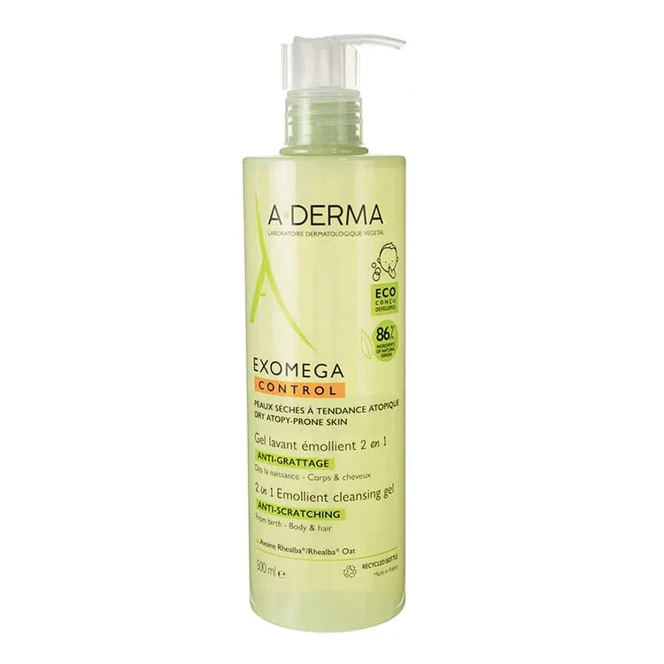 A-DERMA EXOMEGA 2 EN 1 CUERPO Y CABELLO GEL LIMPIADOR EMOLIENTE 500ML