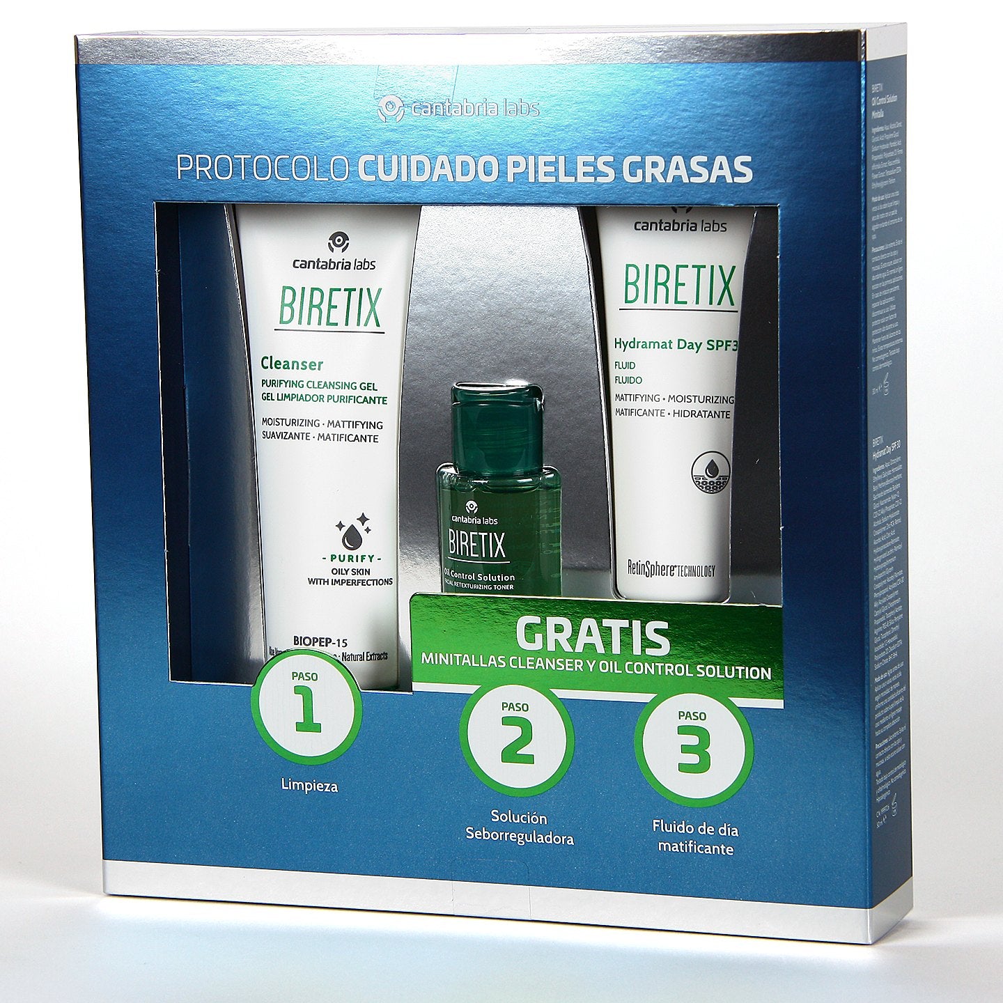 BIRETIX COFRE HYDRAMAT DAY SPF 30 FLUIDO+MINITALLA CLEANSER + OIL CONTROL SOLUTION REGALO