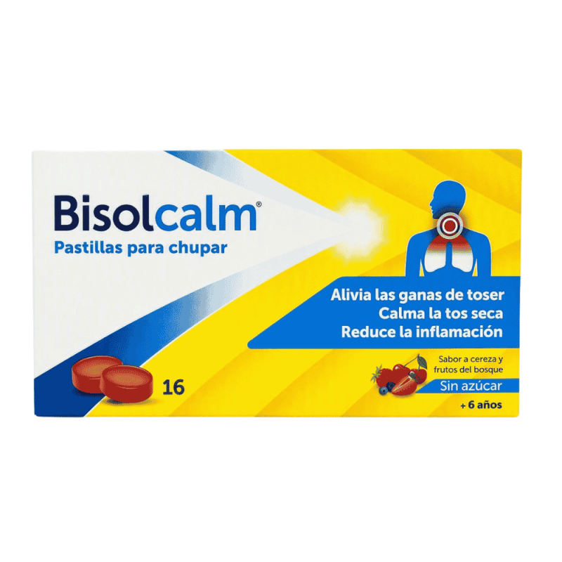 BISOLCALM; ; 16 PASTILLAS PARA CHUPAR SABOR CEREZA Y FRUTOS DEL BOSQUE