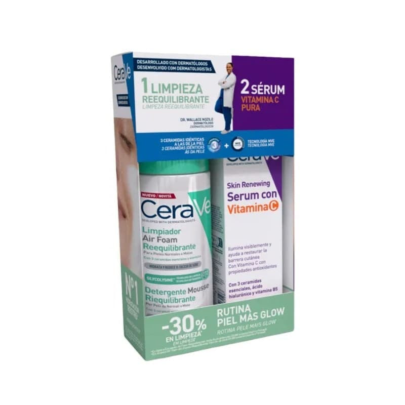 CERAVE PACK RUTINA LIMPIADOR AIR FOAM 148ML + SERUM VITAMINA C 30ML