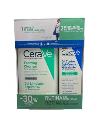 CERAVE PACK RUTINA GEL LIMPIADOR ESPUMOSO 236ML + GEL CREMA OIL CONTROL 50ML