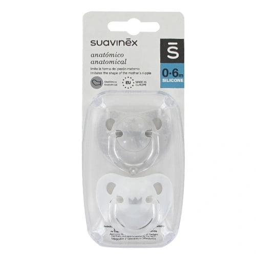 CHUPETE SILICONA ANATOMICOSUAVINEX CLASICO0 - 6 MESES 2 UNIDADES