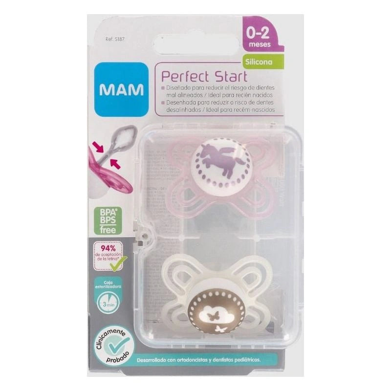 CHUPETE SILICONAMAM PERFECT START RN0-2 M PACK DOBLE