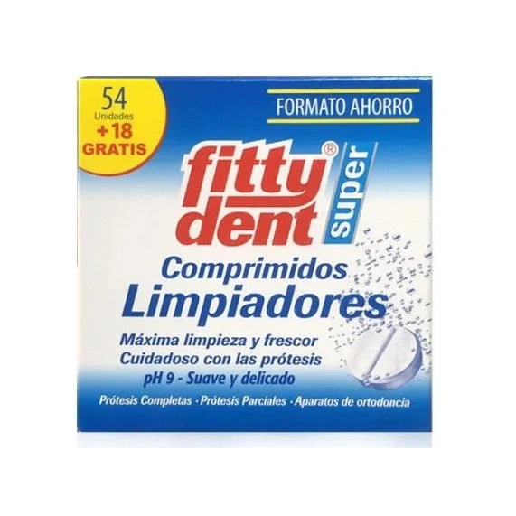 FITTYDENT SUPER COMPRIMIDOS LIMPIEZA PROTESIS DENTALDUPLO 72 COMPRIMIDOS