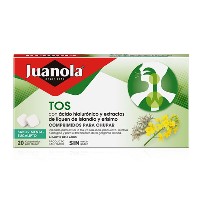 JUANOLA TOS 20 COMPRIMIDOS PARA CHUPAR SABOR MENTA EUCALIPTO