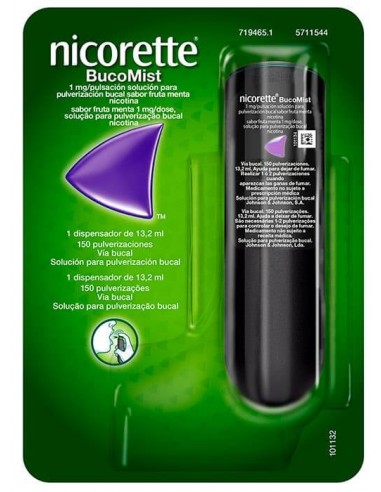 NICORETTE BUCOMIST;1 MG/PULSACION SOLUCION PARA PULVERIZACION BUCAL 1 ENVASE 13,2 ML (150 DOSIS)