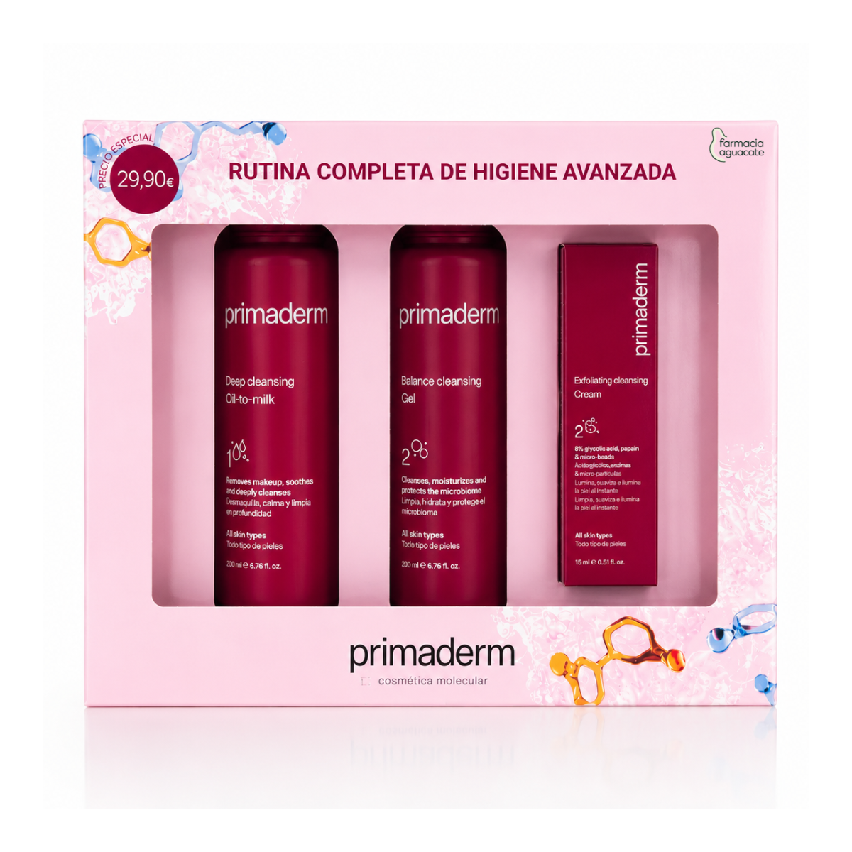 PRIMADERM PACK DOBLE LIMPIEZA ACEITE LIMPIADOR 200ML+ GEL LIMPIADOR 200ML+ REGALO EXFOLIANTE 15ML