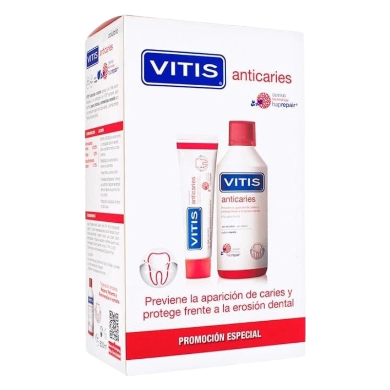 VITIS PACK ANTICARIES PASTA 100ML + COLUTORIO 500ML